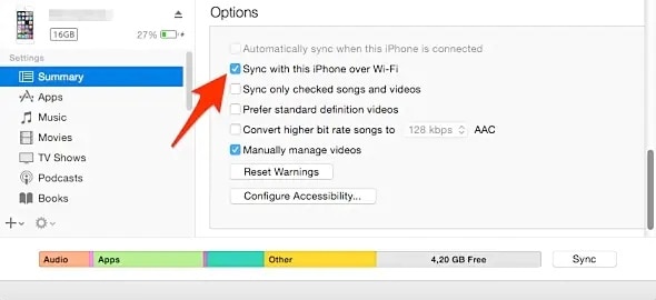 sync device with itunes