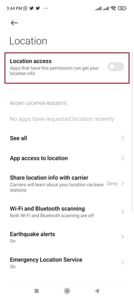 turn on location access