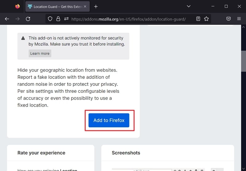 add the extension to firefox