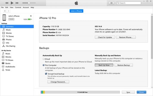 itunes backup