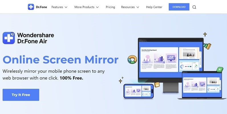 drfone air online screen mirror