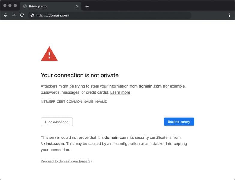 your connection is not private error