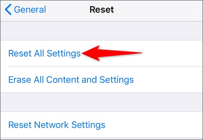 reset all settings