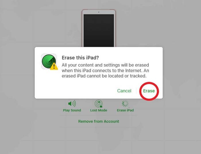 factory reset via find my