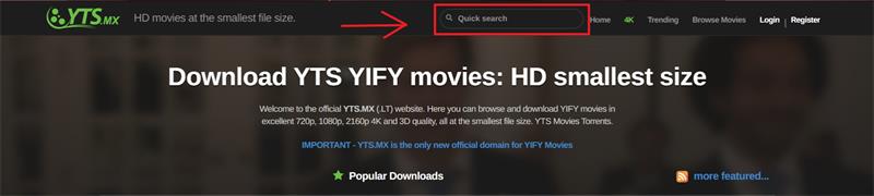 where to search on yts