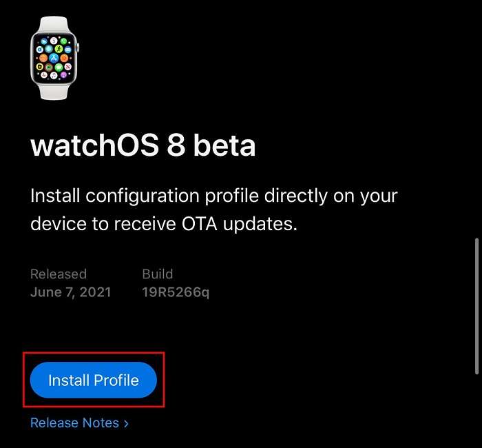 apple watch beta profile