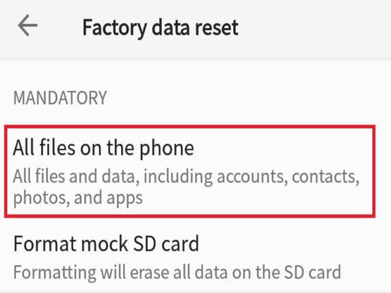 factory reset on xiaomi 5a