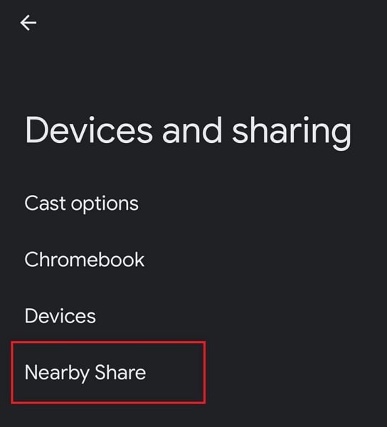 choose the nearby share option