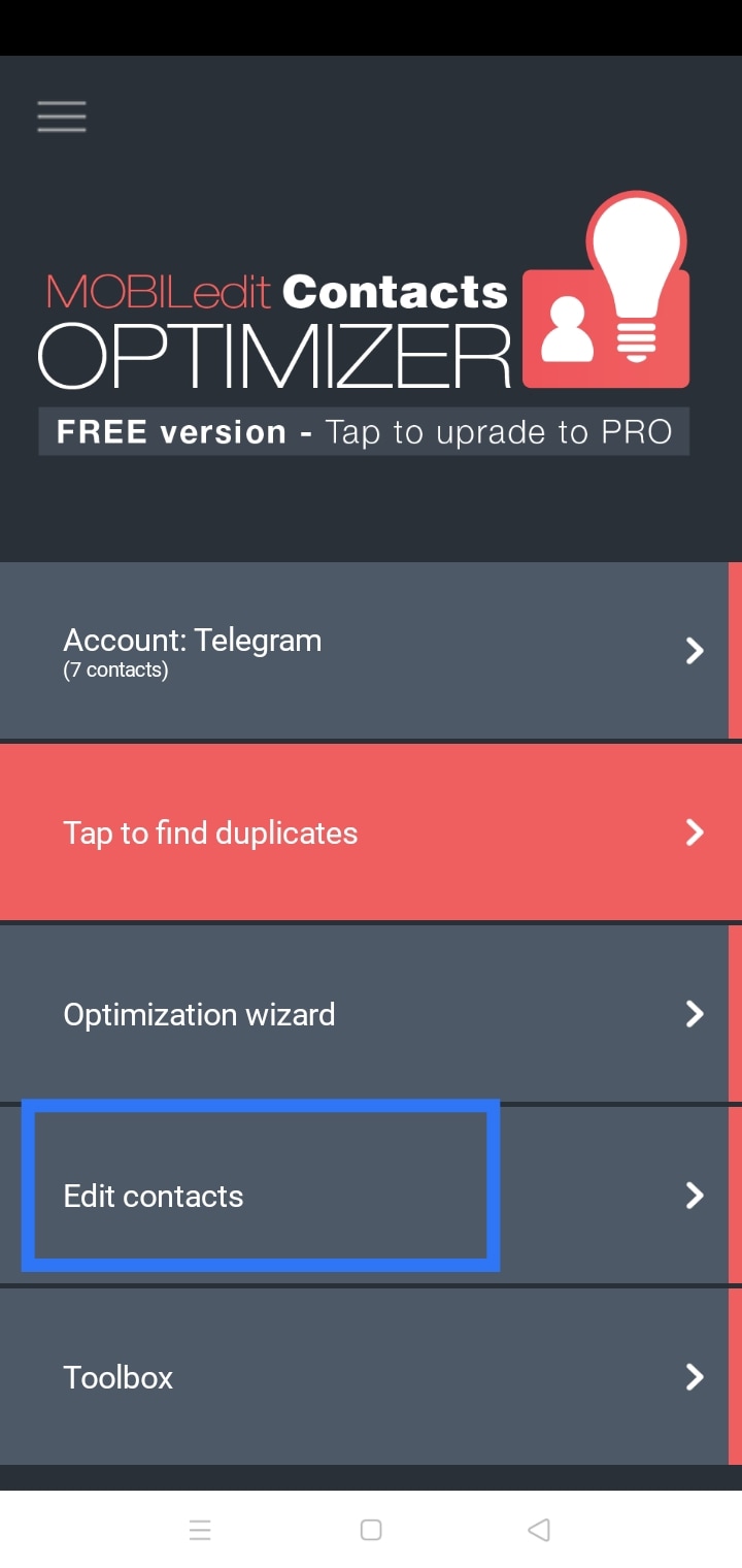 contacts optimizer edit contacts