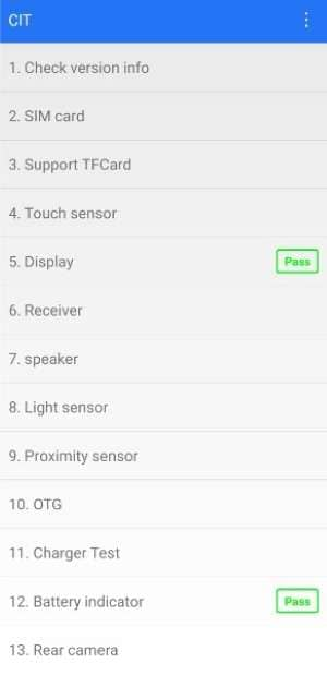test results on xiaomi cit menu