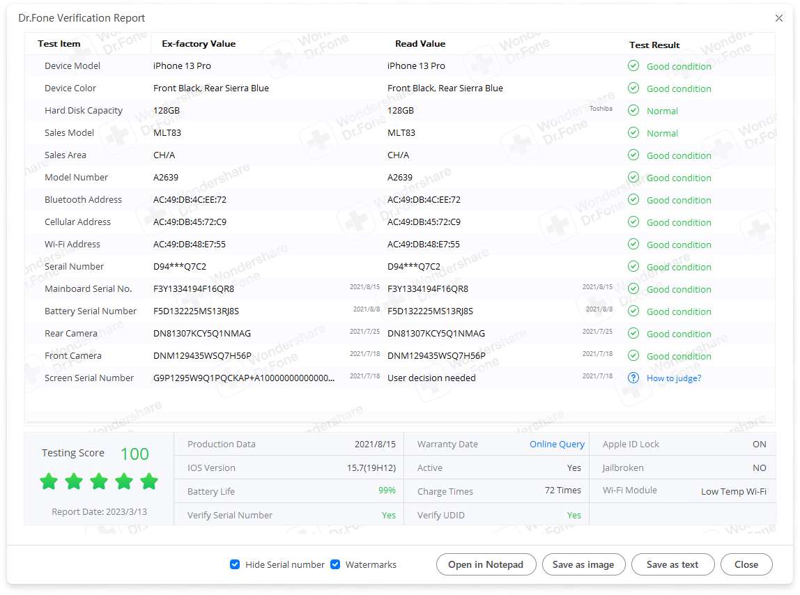   dr.fone phone verification report 02