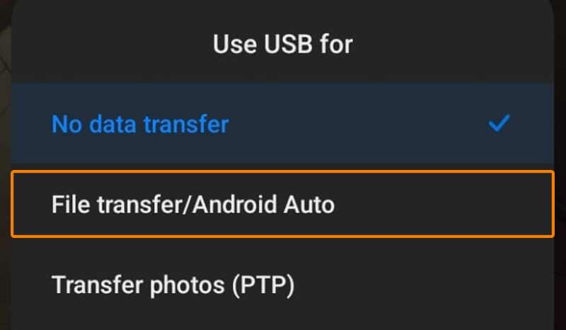 Allow File Transfer on the Android phone.