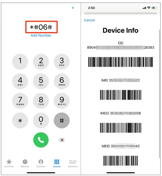 find imei number 06