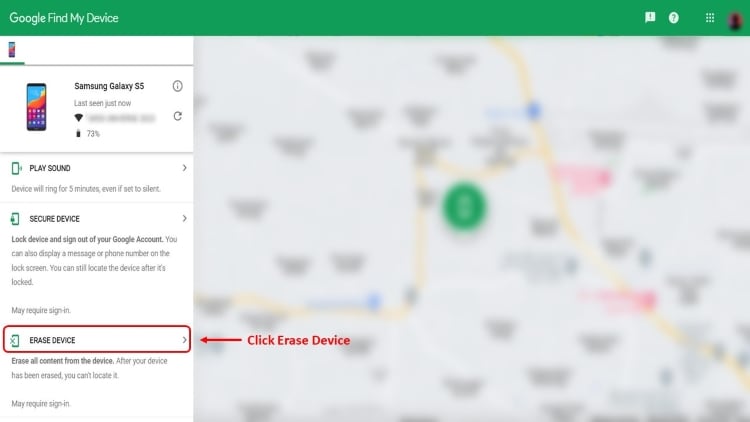 google find my device interface