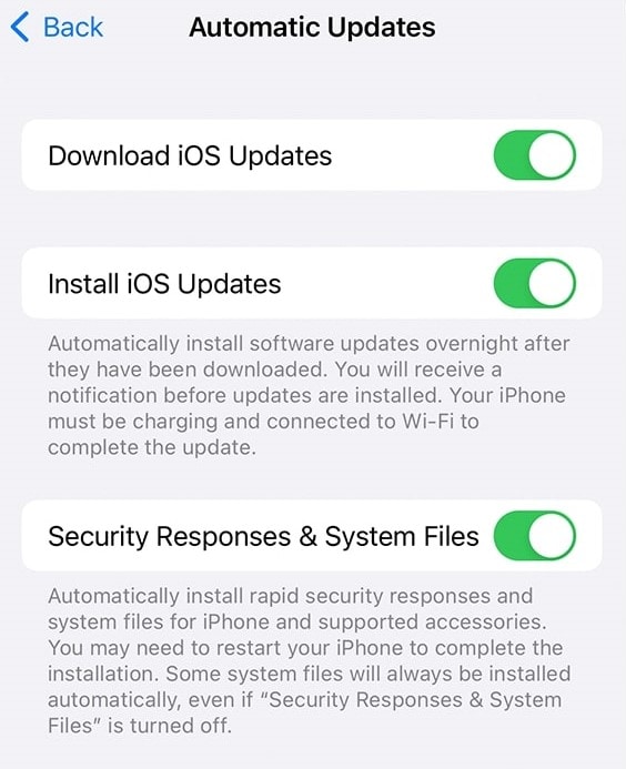 iphone automatic updates