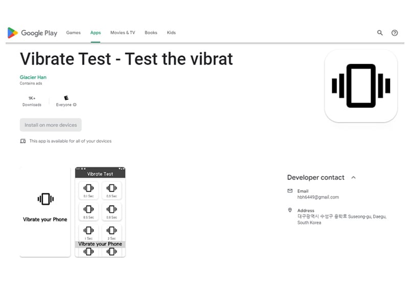 Install Vibrate-Test on Google Play Store.