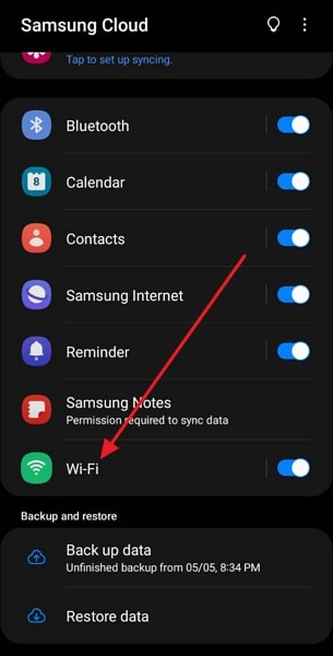 access the wifi option