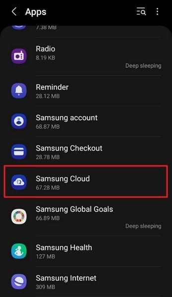 choose the samsung cloud option