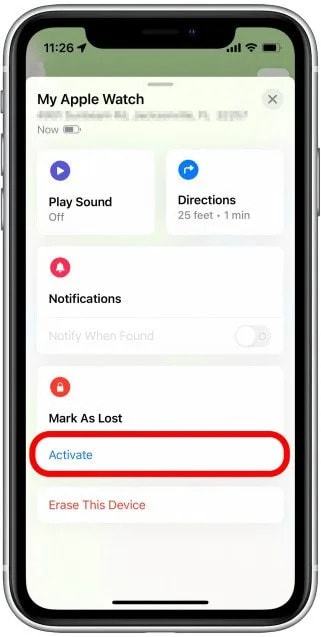 activating the “mark as lost” feature