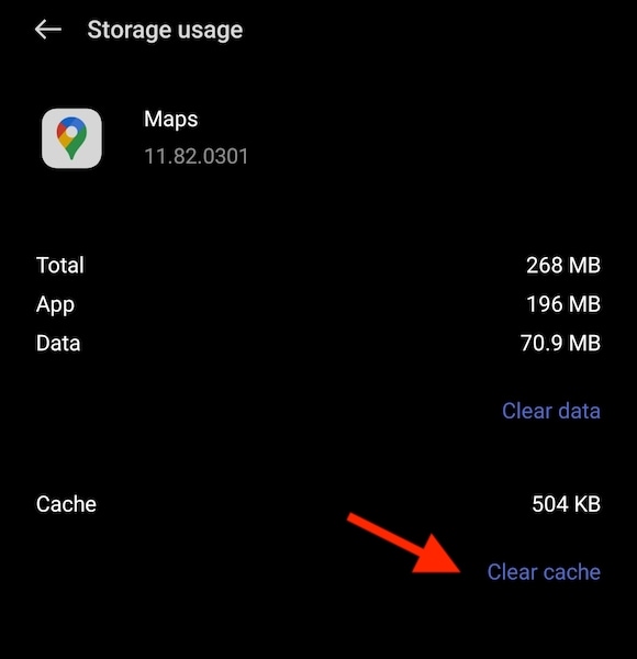 google maps clear cache