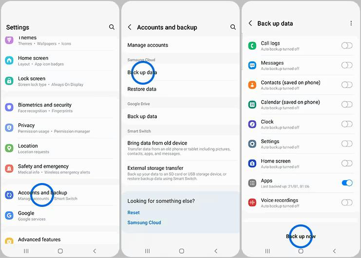 backing up data before fixing a failed samsung update