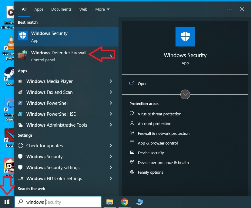 accessing windows defender firewall