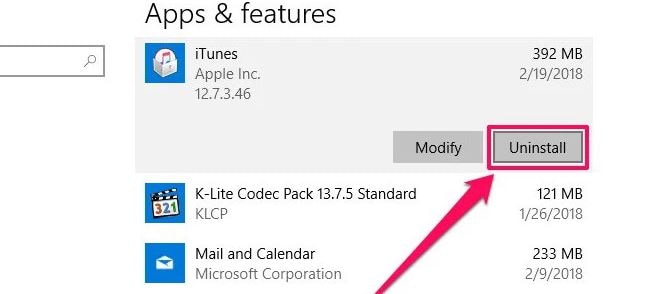 uninstall itunes