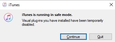 itunes safe mode