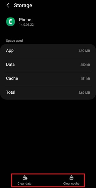 clear phone app cache and data