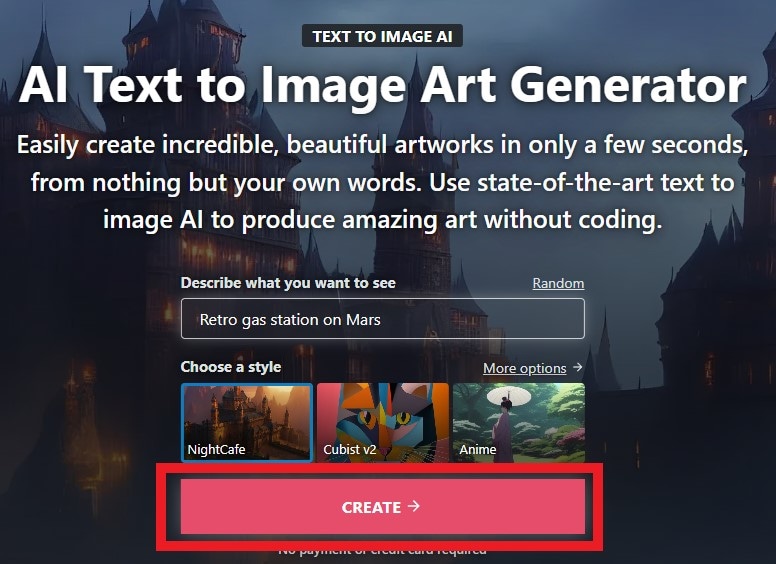 proceed with the image creation