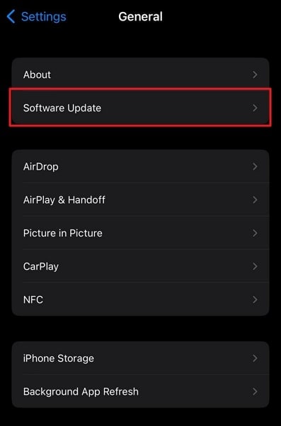 tap on software update