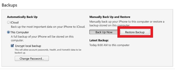 restore itunes backup