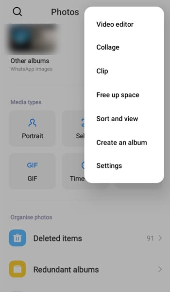 Go to the Gallery settings to access the hidden files