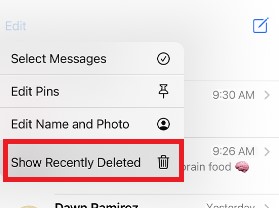 iphone show recently deleted