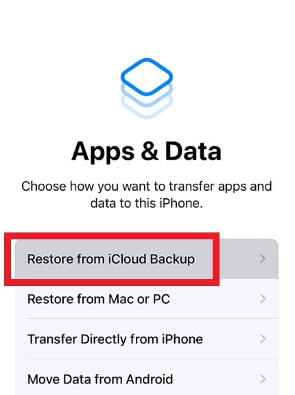 restore from icloud backup