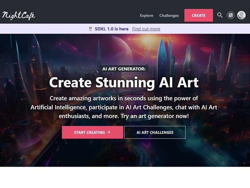 NightCafe AI art generator fantasy