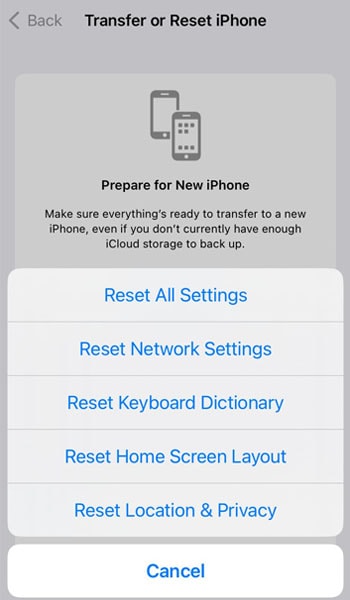 Reset all iPhone settings.