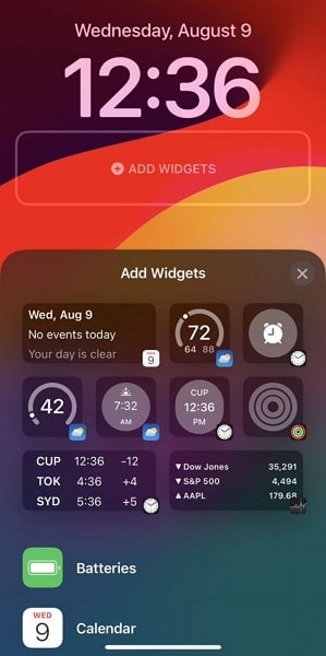 add the desired widget