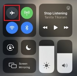 control center airplane mode