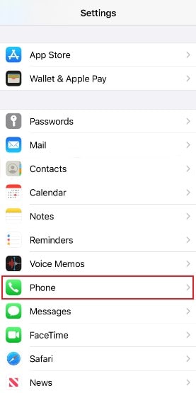 iphone phone settings