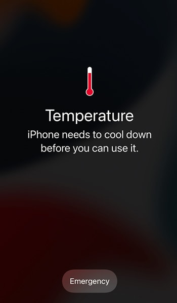 iPhone overheating warning.