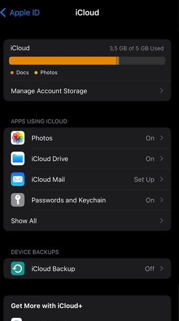 Manage iCloud on iPhone.