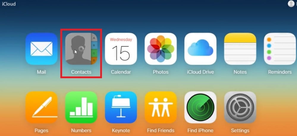 contacts on icloud web