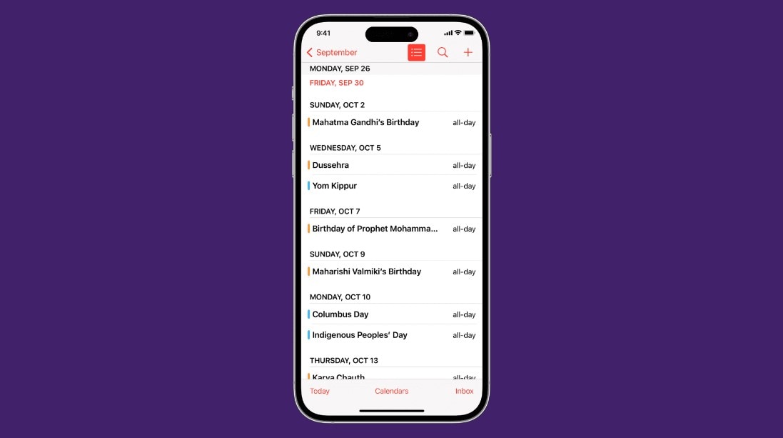 iphone calendar app