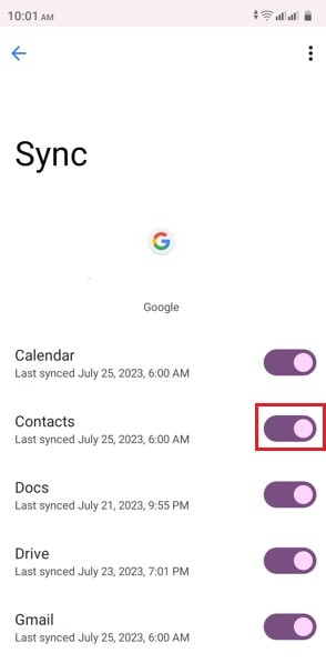 sync contacts to google