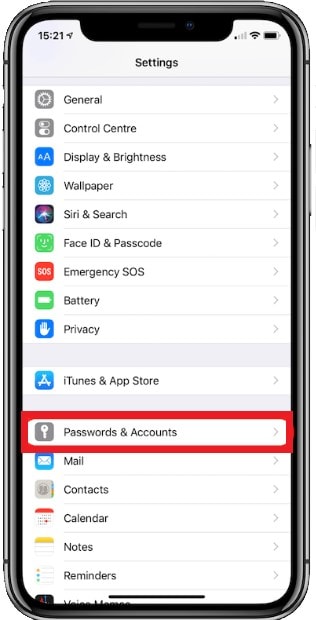 iphone password accounts