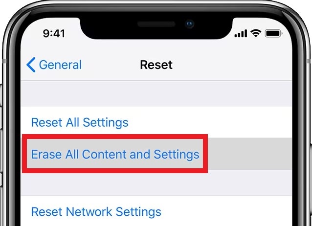 erase all content and settings iphone 13