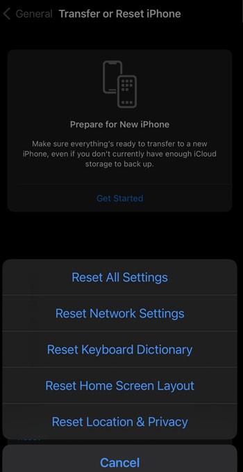 Select Reset Network Settings.