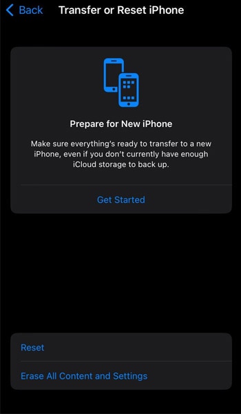 Reset iPhone settings