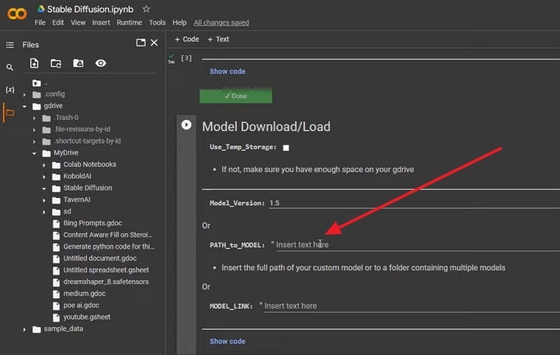 add the uploaded model path